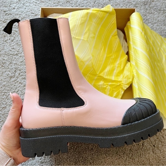 Anthropologie Maeve NEW Chelsea Boots Light Pink Genuine Leather Size 38 US 7 - Picture 5 of 12